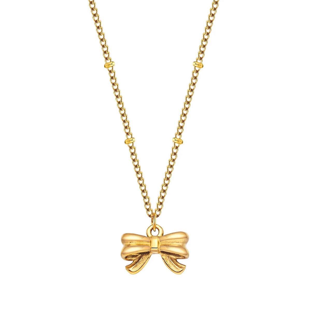 14k Dainty Feminine Bow Necklace