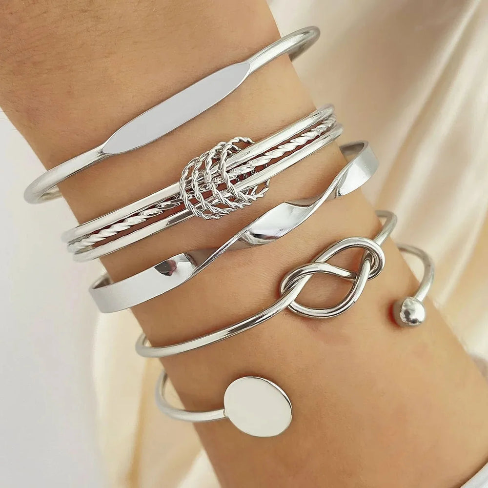 5pcs Twist Bangle Bracelet Stack