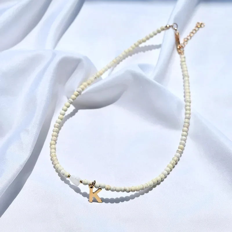 Colorful Beaded Initial Choker Necklace
