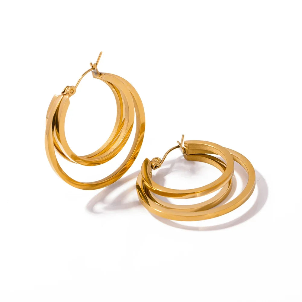 18k Triple Layer Hoop Earrings