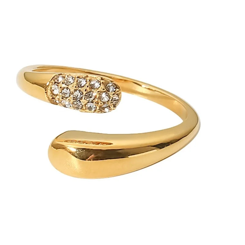 18k Dainty Diamond Tip Wrap Around Ring