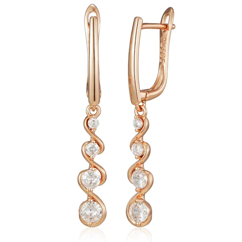 Dainty Dangle Diamonds Swirl Earrings