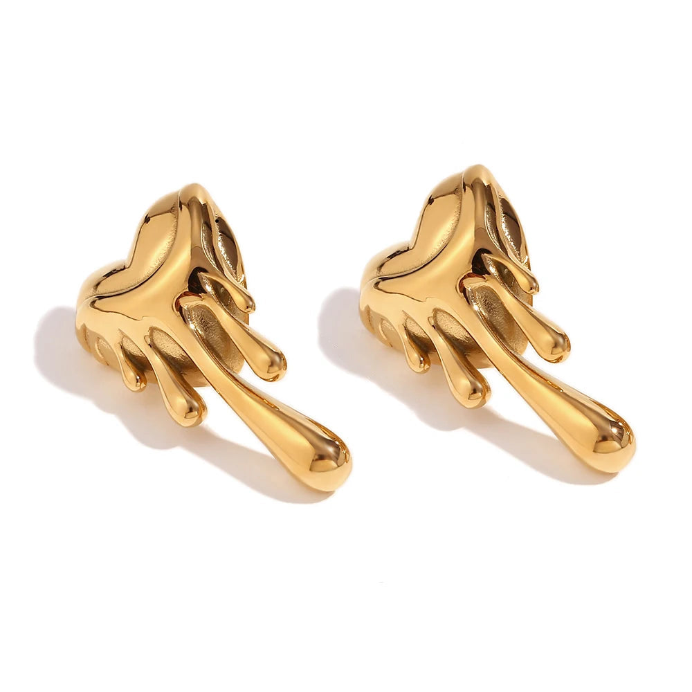 18k Melting Heart Stud Earrings