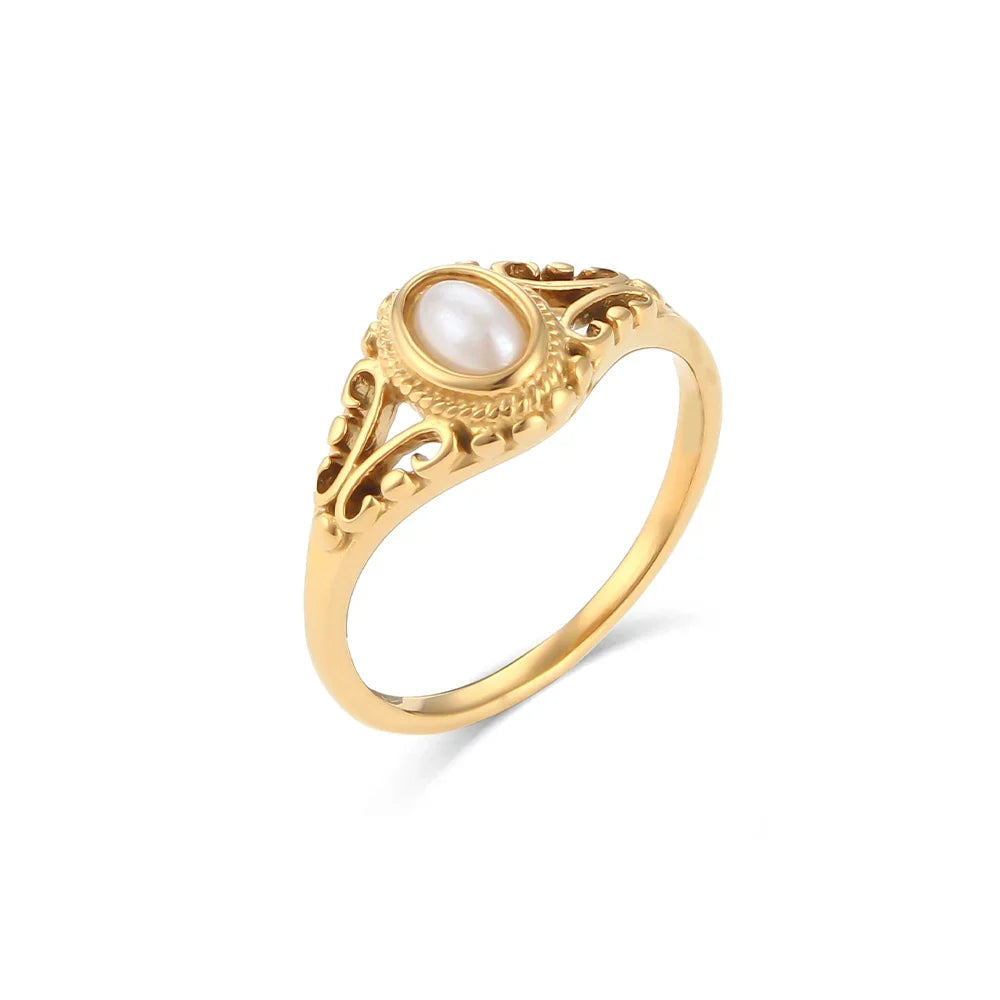 18k Vintage Inspired Pearl Ring