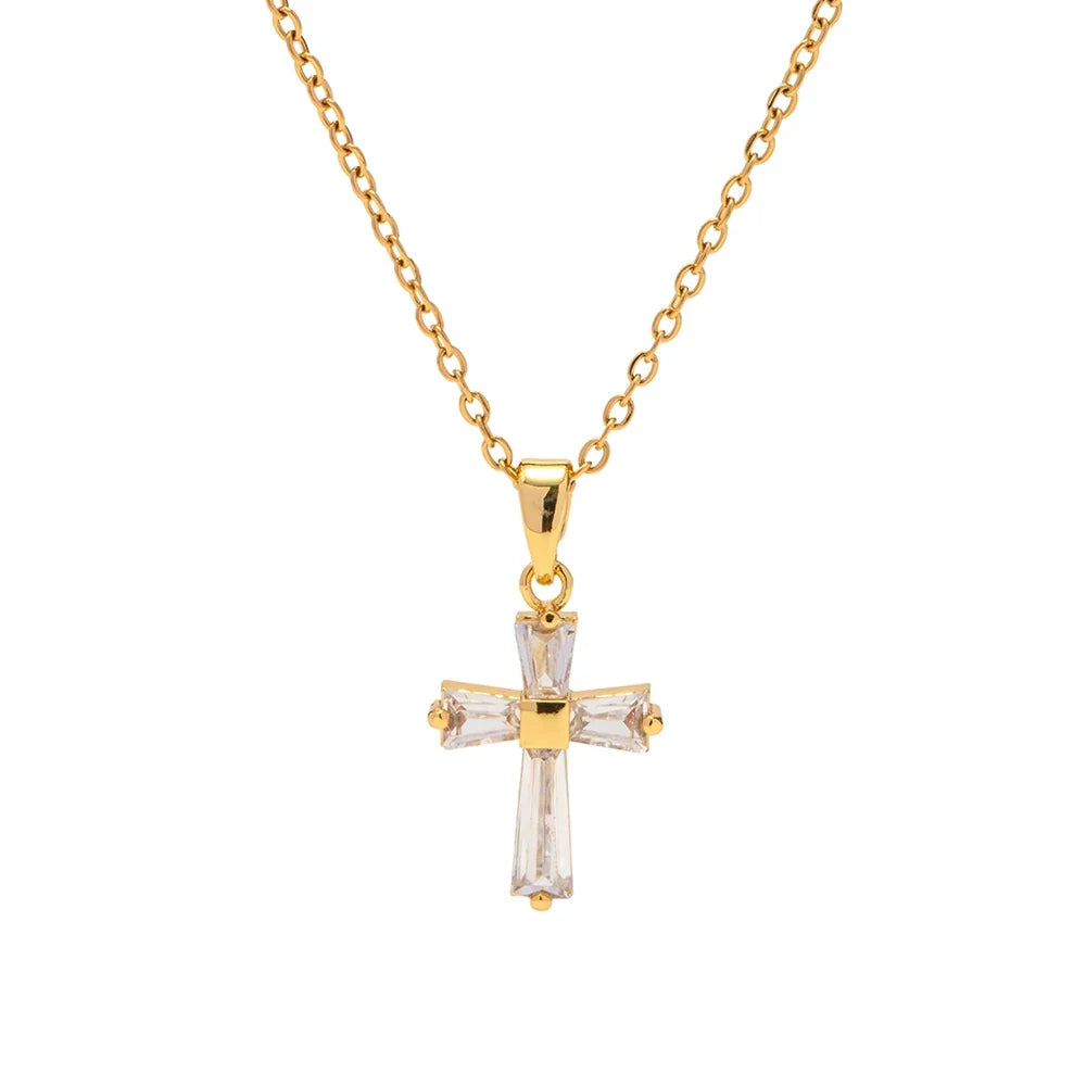Dainty Diamond Cross Pendant Necklace