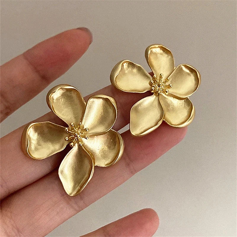Matte Golden Flower Earrings
