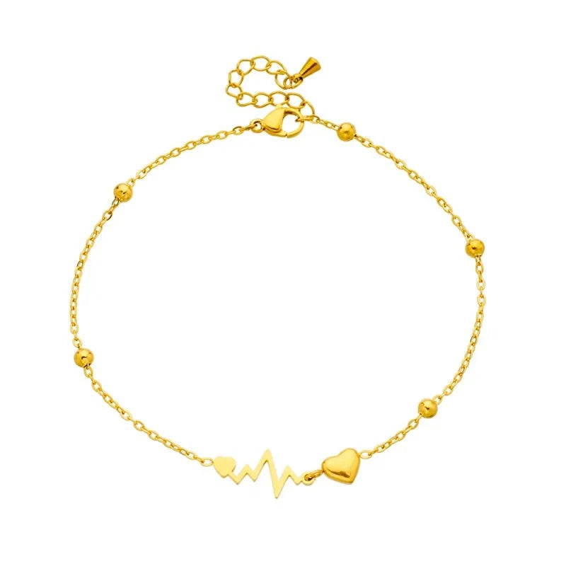 Dainty EKG Heart Anklet