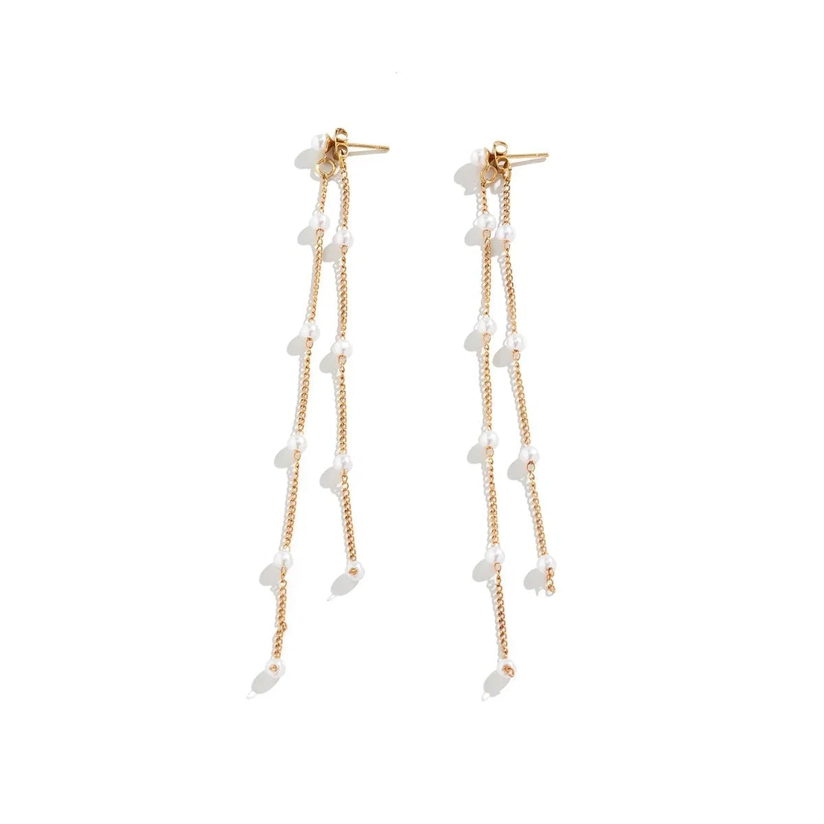 Dainty Pearl Long Tassel Earrings