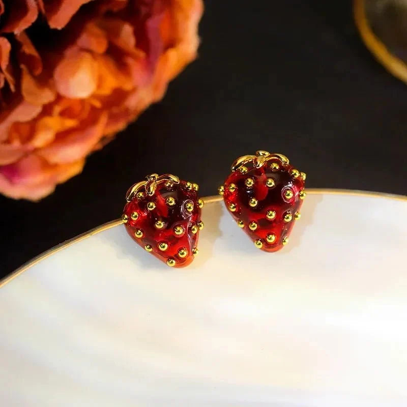 Dainty Strawberry Grace Stud Earrings