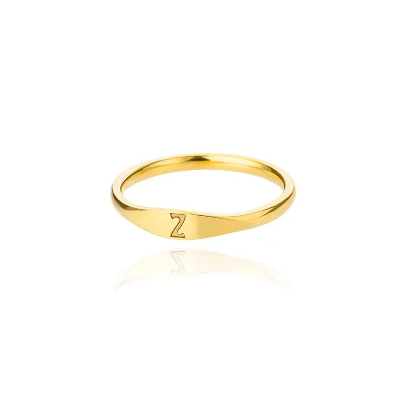 Dainty Thin Letter Initial Ring