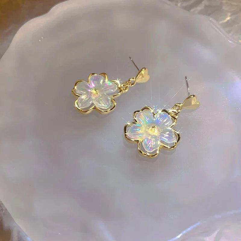 Elegant Gold Accented Floral Earrings