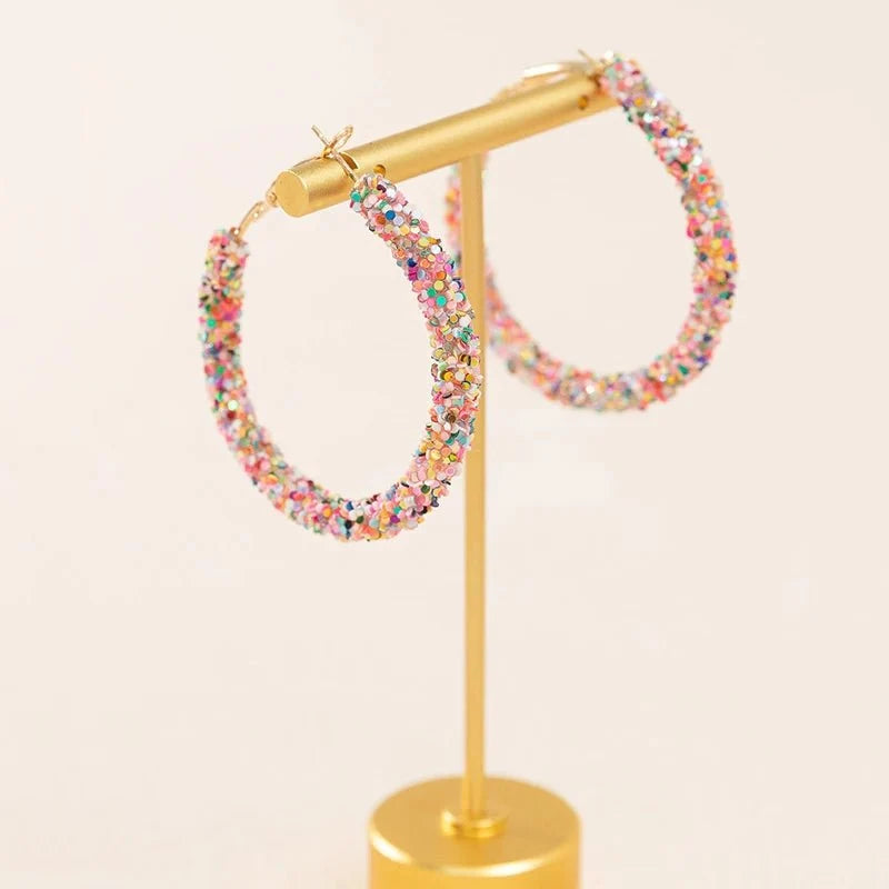 Feminine Rainbow Sprinkle Hoop Earrings