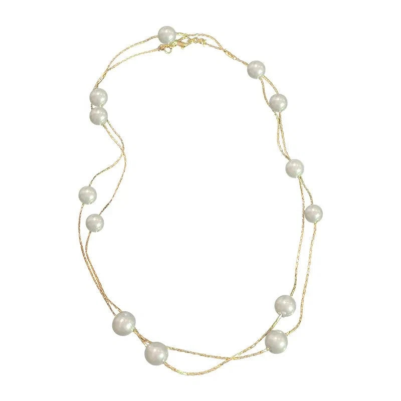 Layered Pearl Classy Choker Necklace