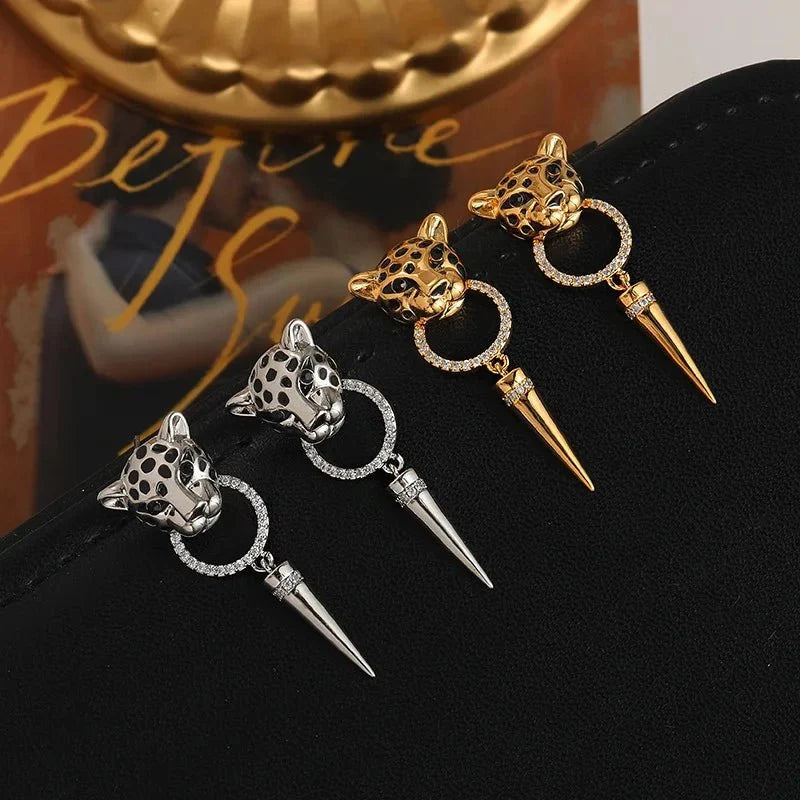 Leopard Circle Dangle Earrings