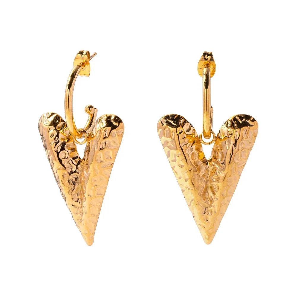 Textured Heart Huggie Earrings