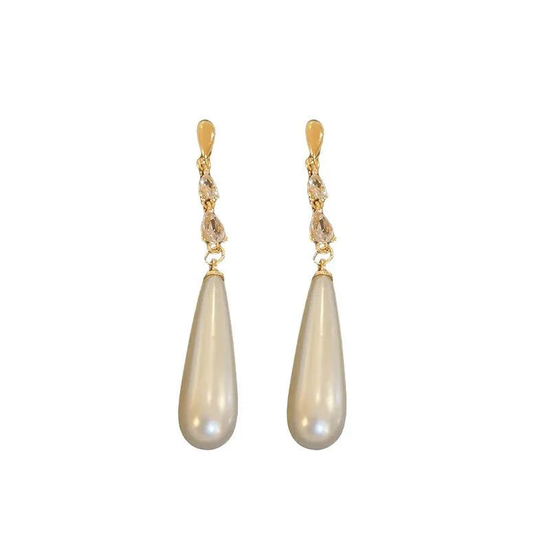 Water Drop Pearl Diamond Earrings