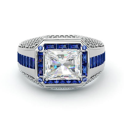 Radiant Cut Sapphire Accented Ring