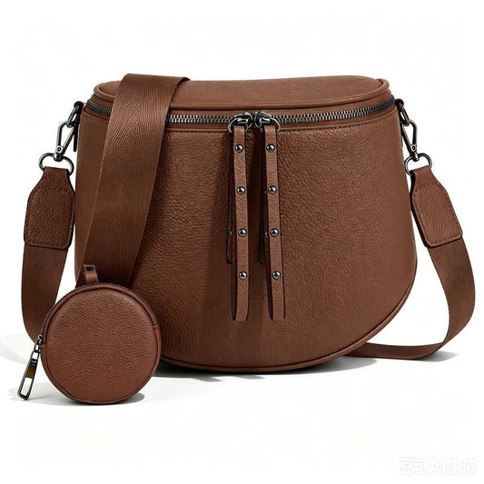 Half-Moon Cross Body Bag With Detachable Pouch