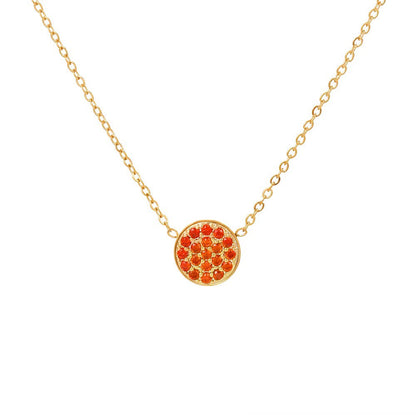 Dainty Diamond Speckled Birthstone Circle Necklace