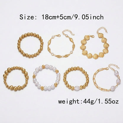 7pc Beach Inspired Beaded Bracelet Stack
