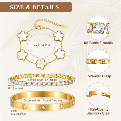 18k 3pc Elegant Bracelet Stack