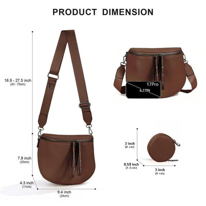 Half-Moon Cross Body Bag With Detachable Pouch