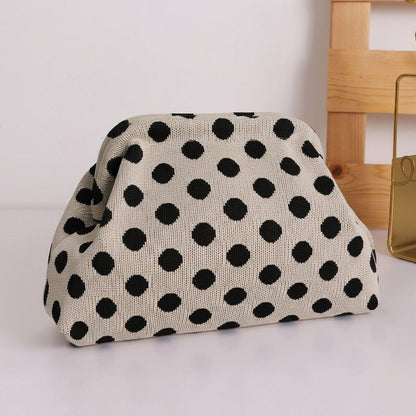 Woven Striped Pouch Clutch
