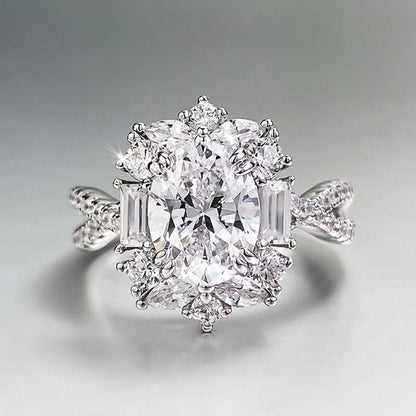 Oval Cut Halo Statement Ring