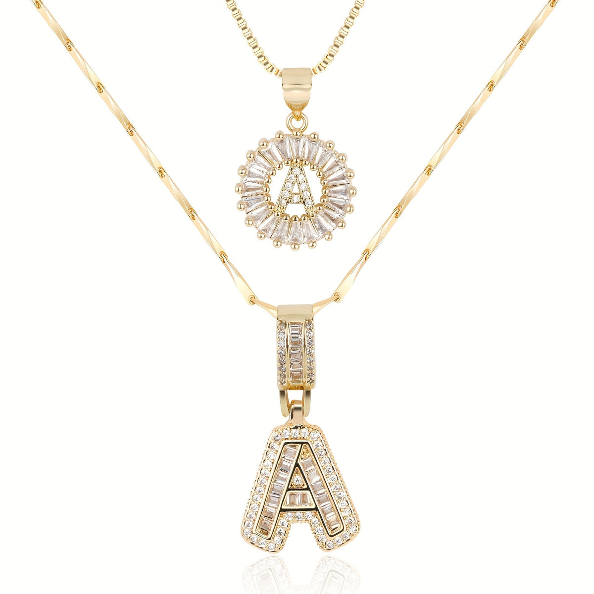Keep & Share: 2pc 14k Diamond Letter Initial Necklaces