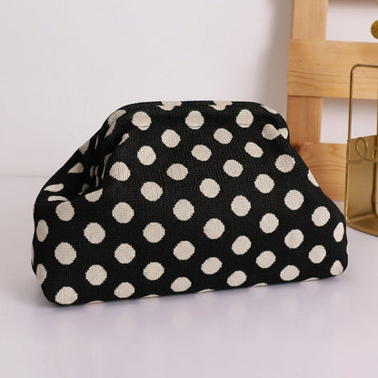 Woven Striped Pouch Clutch