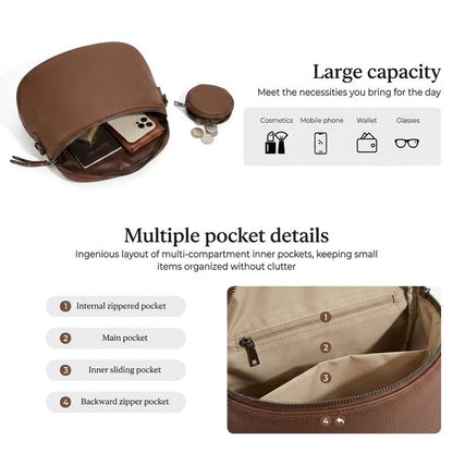 Half-Moon Cross Body Bag With Detachable Pouch