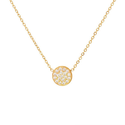 Dainty Diamond Speckled Birthstone Circle Necklace