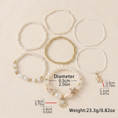 7pc Beach Inspired Beaded Bracelet Stack