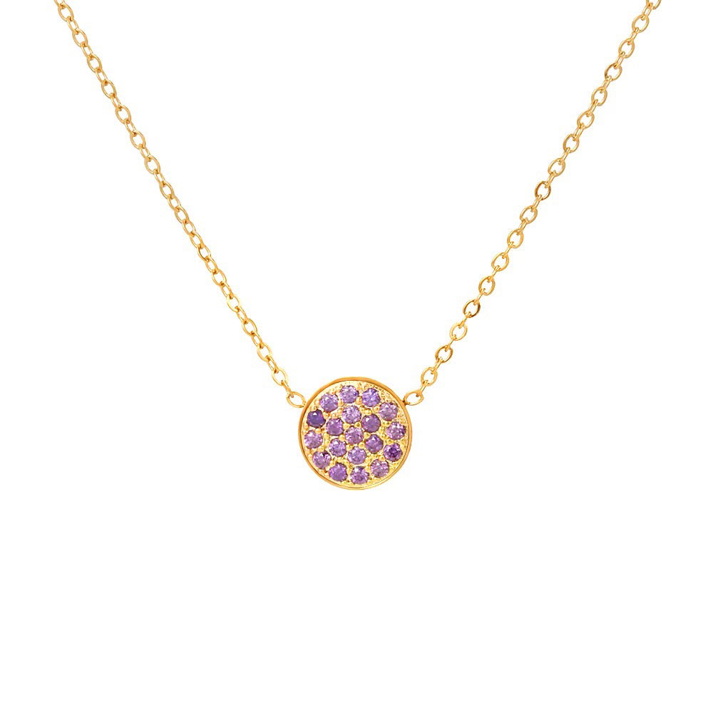 Dainty Diamond Speckled Birthstone Circle Necklace