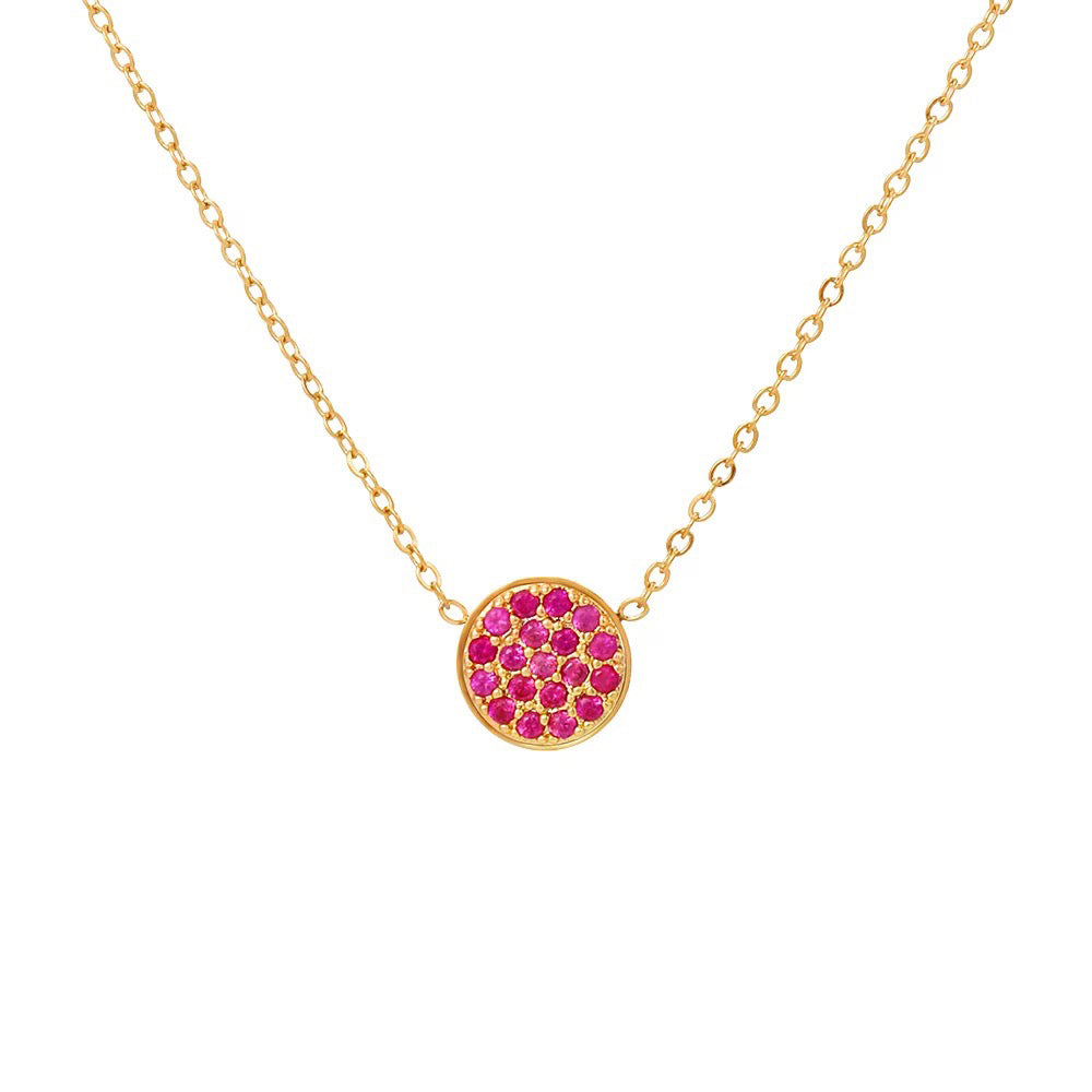 Dainty Diamond Speckled Birthstone Circle Necklace