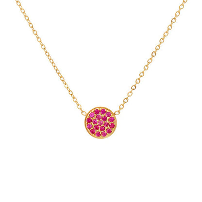 Dainty Diamond Speckled Birthstone Circle Necklace