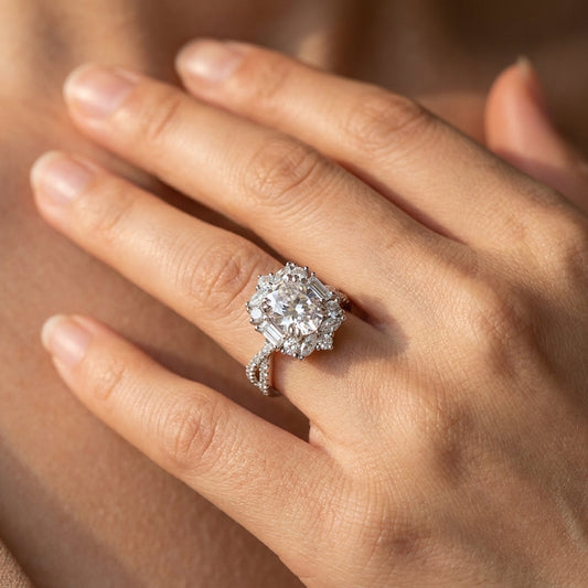 Oval Cut Halo Statement Ring