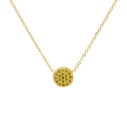 Dainty Diamond Speckled Birthstone Circle Necklace