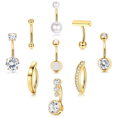 9pc Belly Button Rings Set