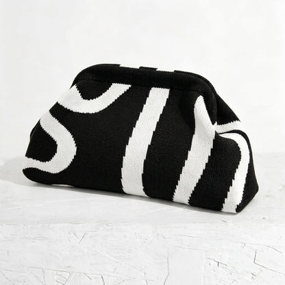 Woven Striped Pouch Clutch