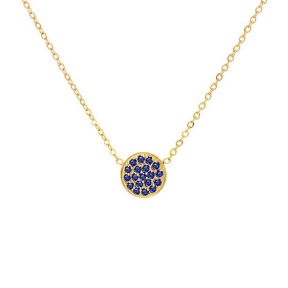 Dainty Diamond Speckled Birthstone Circle Necklace