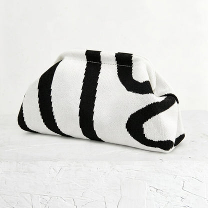 Woven Striped Pouch Clutch