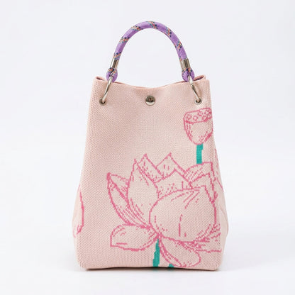 Knit Magnetic Clasp Bucket Bag