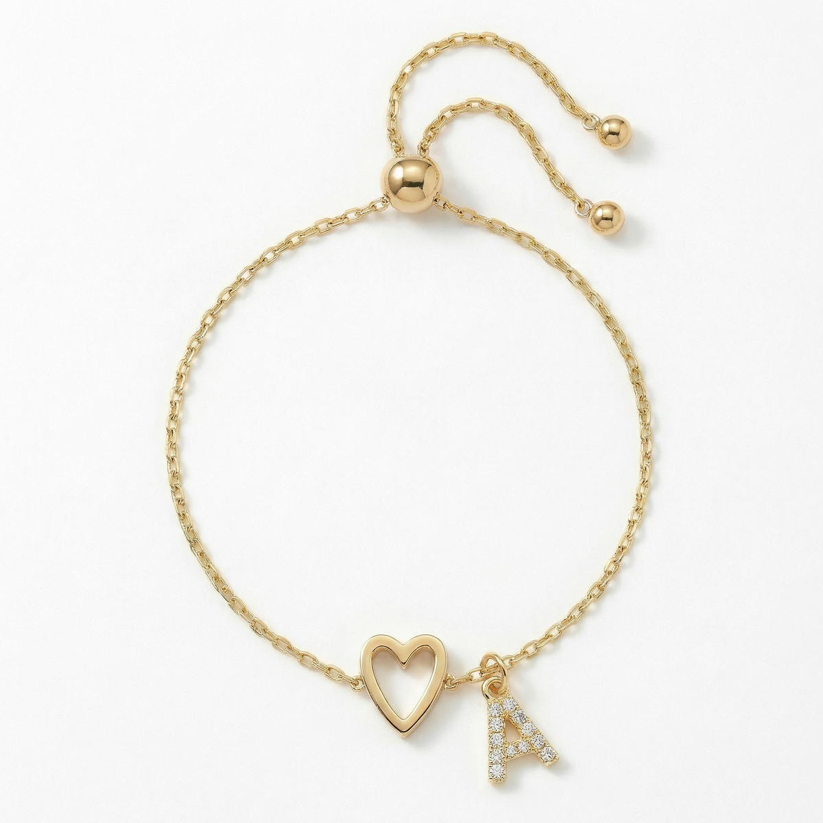 18k Linked Hearts Bond Initial Bracelets