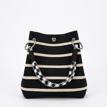 Knit Magnetic Clasp Bucket Bag