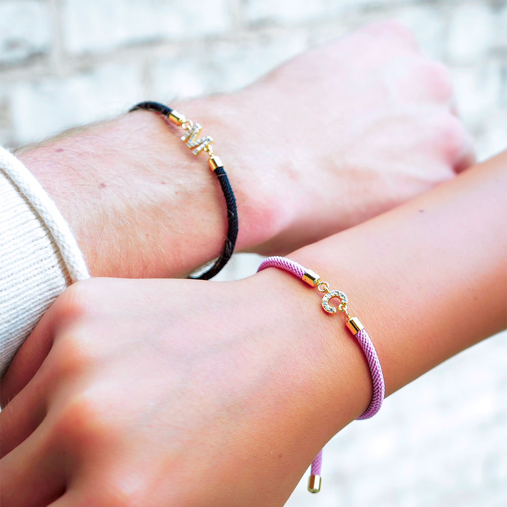 Personalized Unity Diamond Initial Bracelet