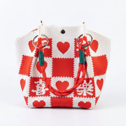 Knit Magnetic Clasp Bucket Bag