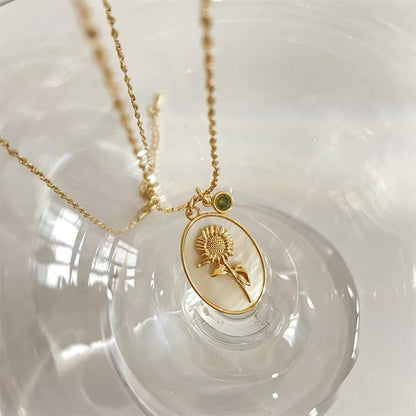 14k Dainty Birth Month Stone & Flower Charm Necklace