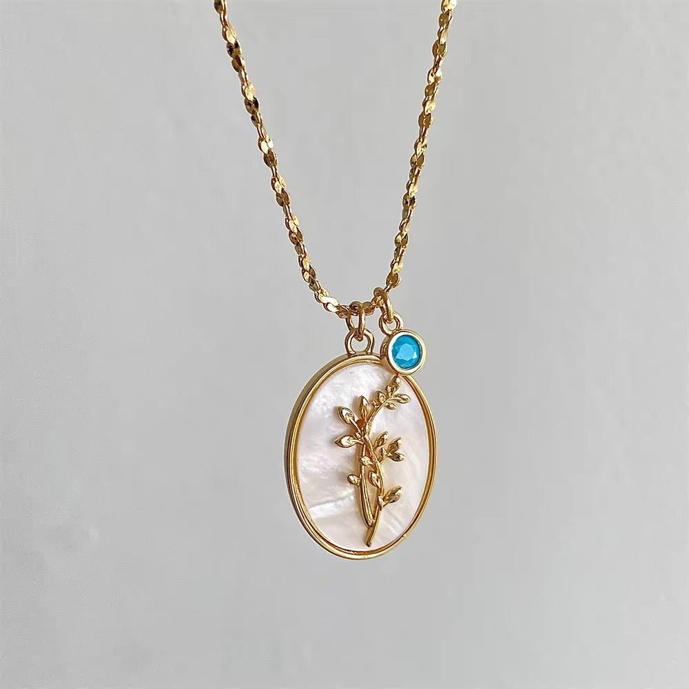 14k Dainty Birth Month Stone & Flower Charm Necklace