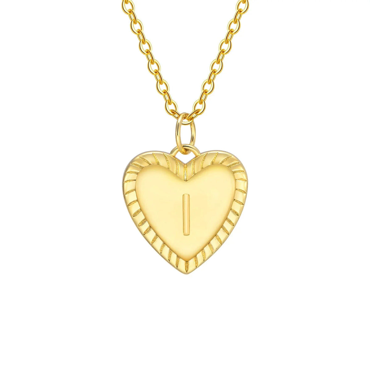 14k Dainty Heart Pendant Letter Initial Necklace